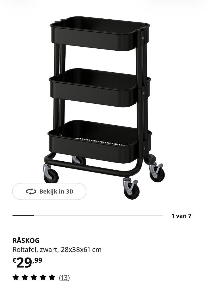 2x Roltafel | trolly | zwart | zgan, Huis en Inrichting, Ophalen, Zo goed als nieuw