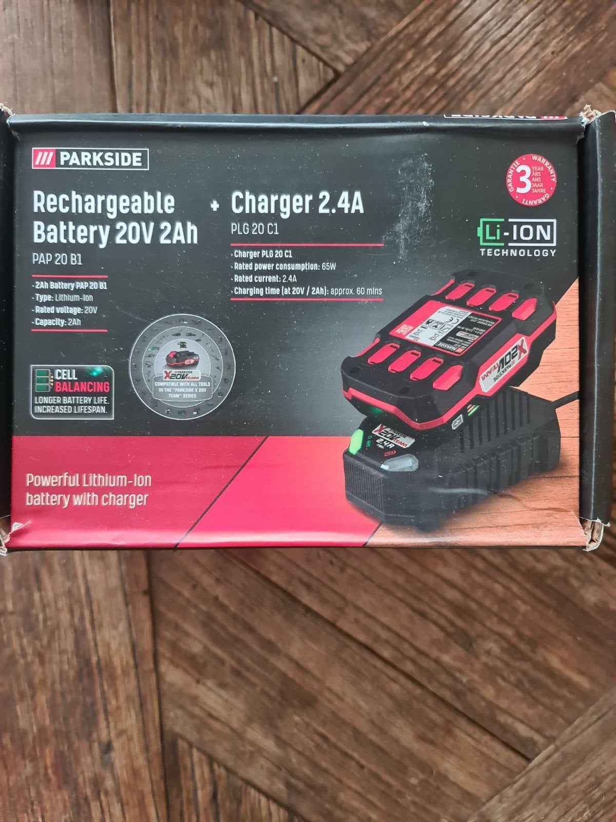 Parkside Oplaadbare Accu 20V 2Ah + Oplader 2.4A, Ophalen of Verzenden, Nieuw