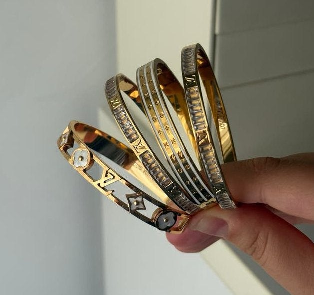 Stainless steel bangles Goud armbanden, Staal, Verzenden, Nieuw, Goud