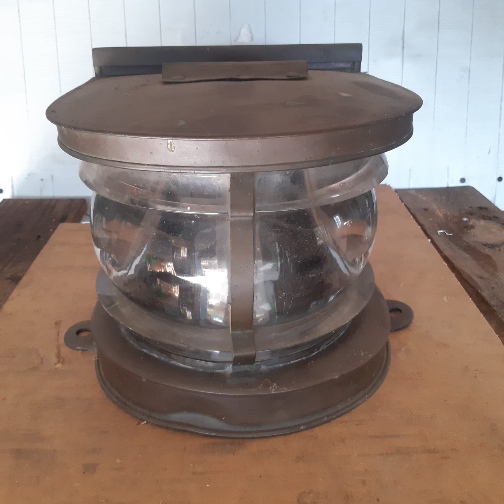 Koperen scheepslamp met vergroot lens, Ophalen, Gebruikt