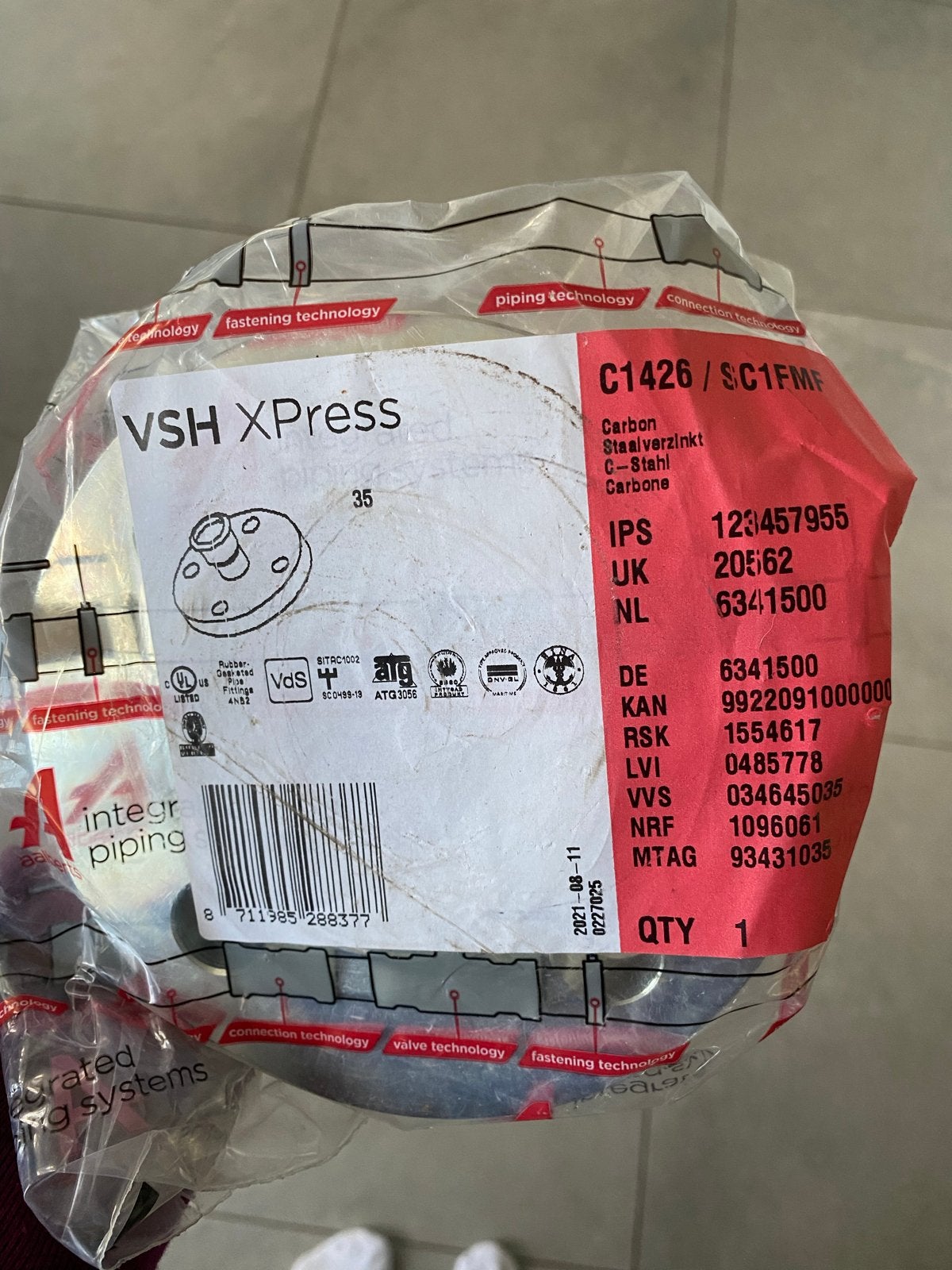 VSH XPress C1426/SC1FMf Carbon Stalen Flens 35mm, Overige materialen, Overige typen, Nieuw, Minder dan 2 meter