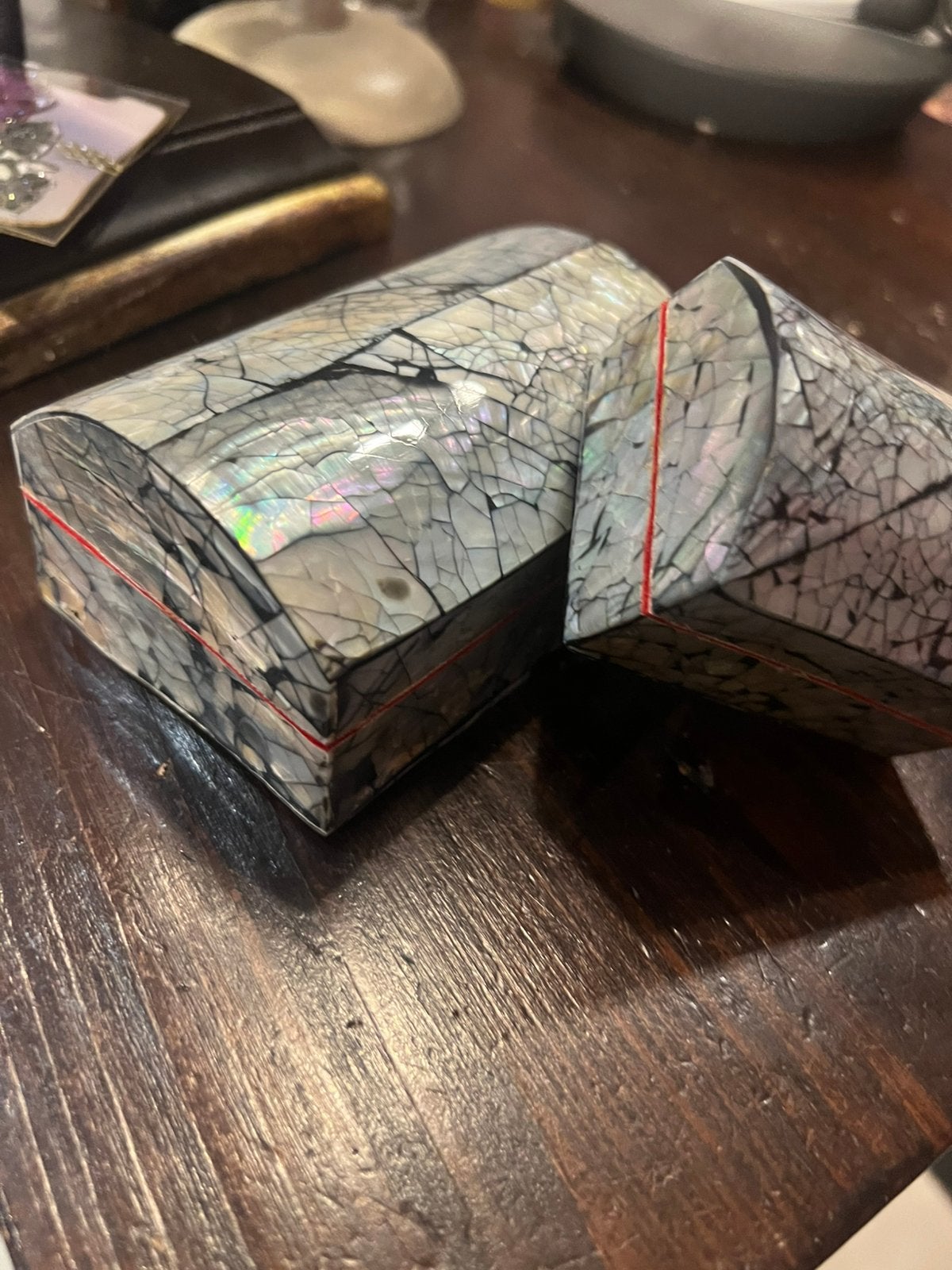 Vintage parelmoer doosjes  groot en klein, Antiek en Kunst, Ophalen of Verzenden