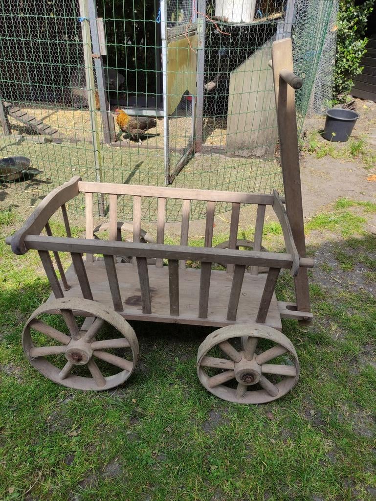 Antieke bolderkar met houten velgen, Ophalen of Verzenden, Gebruikt