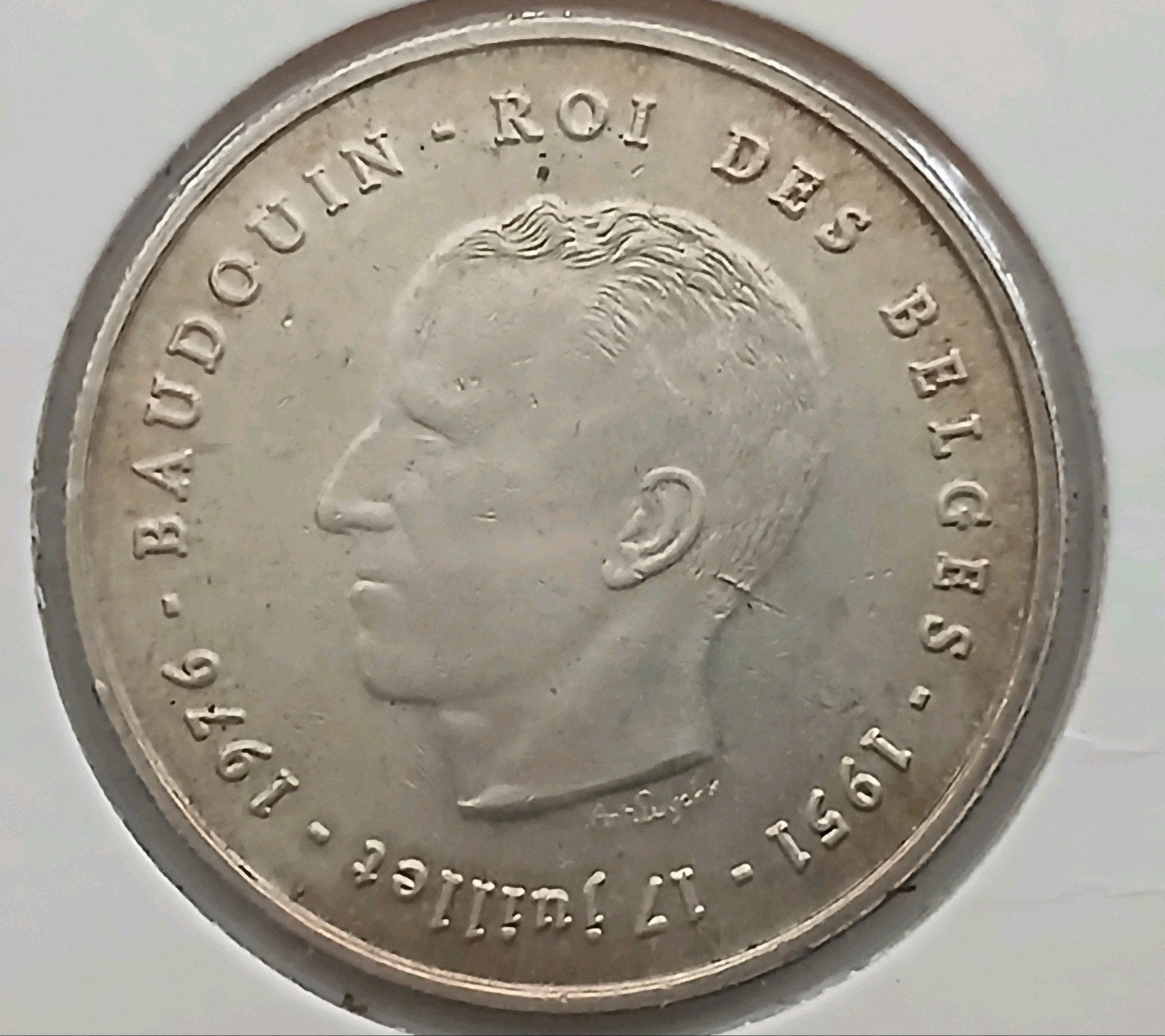 Belgie 250 Francs 1976 Grote Zware Zilver Munt Boudewijn FR, Zilver, Ophalen of Verzenden, Losse munt, Zilver
