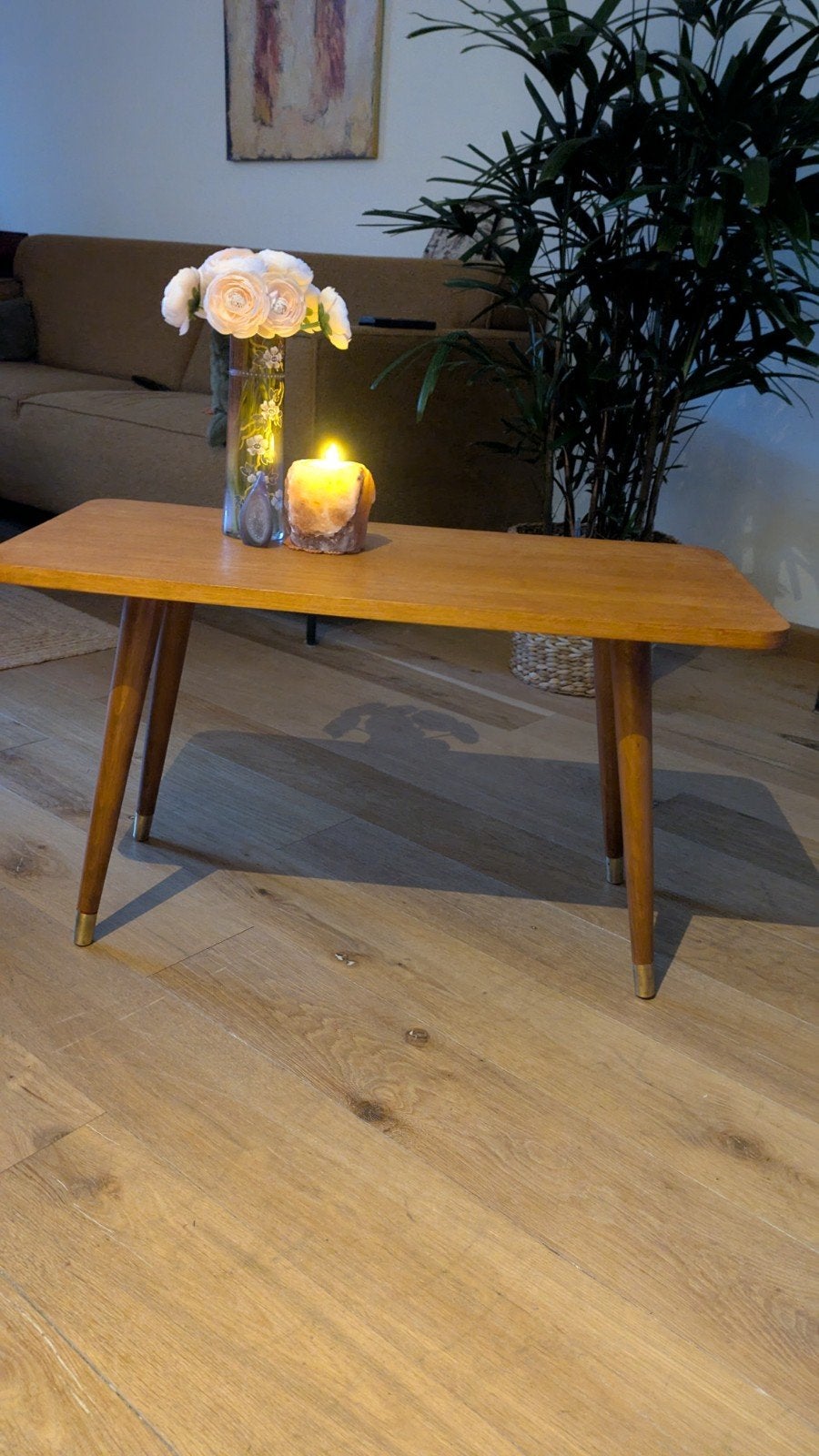 Vintage Midcentury Scandinavische Teakhouten Salontafel, Huis en Inrichting, Ophalen, Minder dan 50 cm, Gebruikt, 50 tot 100 cm