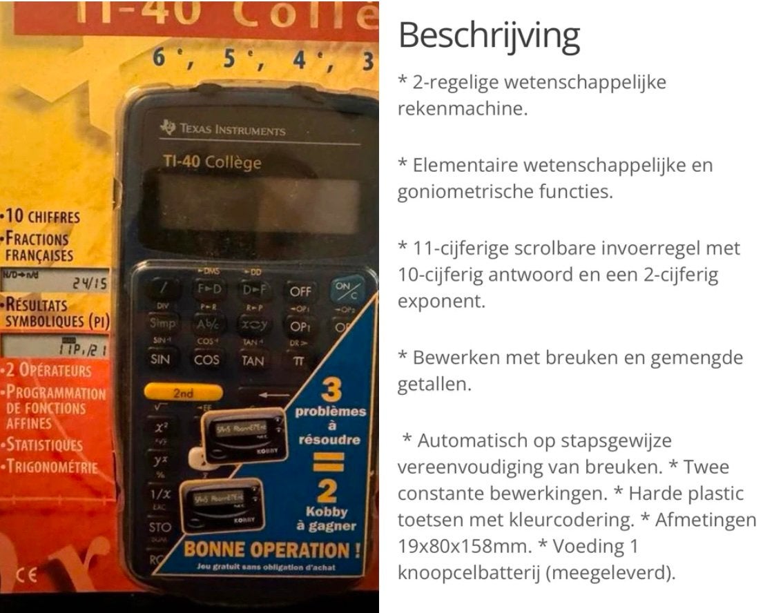 TI-40 college rekenmachine texas instruments 10 grafisch 10e, Ophalen of Verzenden, Zo goed als nieuw