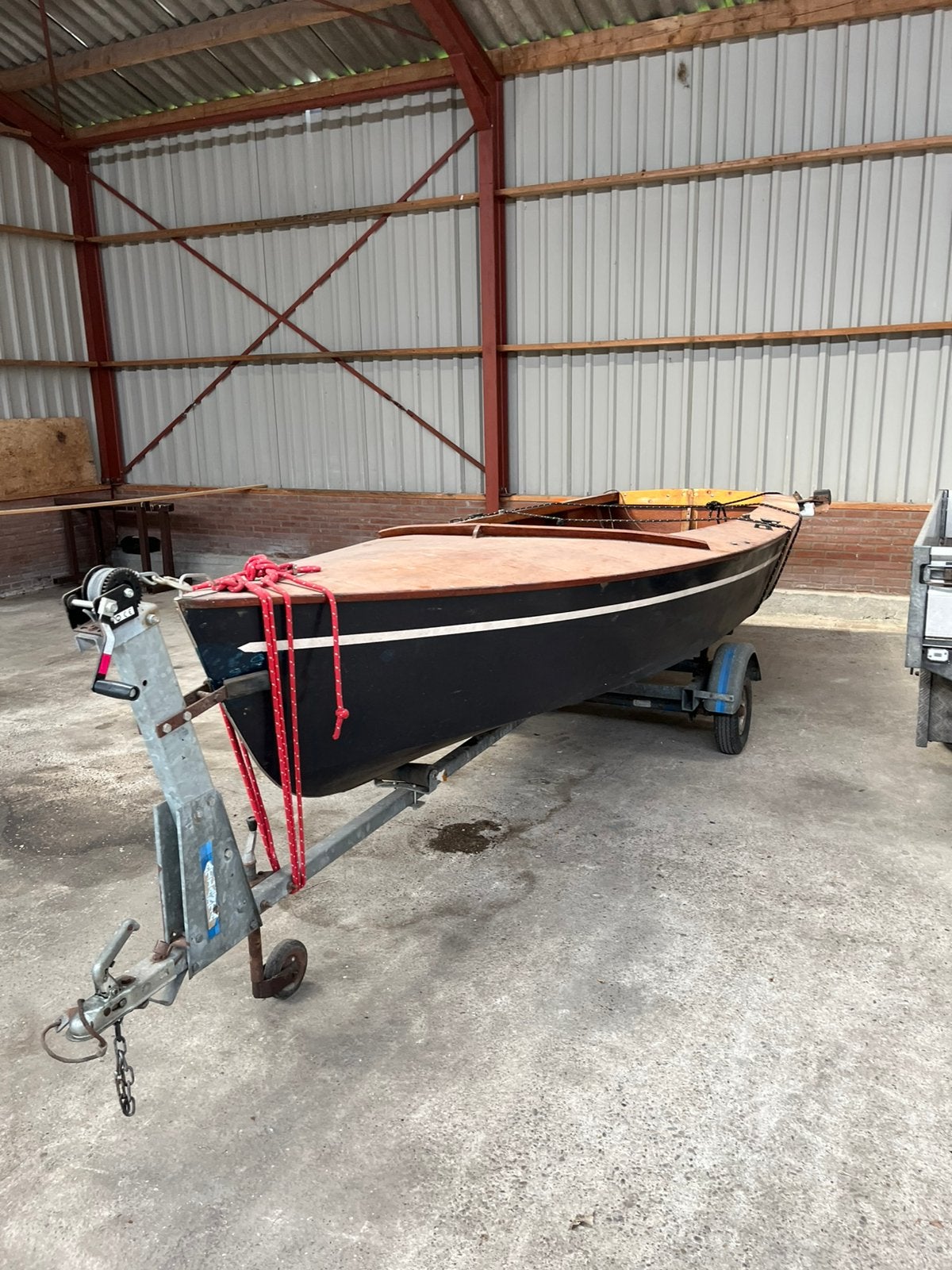 Antieke houten zeil bootje., Ophalen, Gebruikt, Zeilboot of Motorboot
