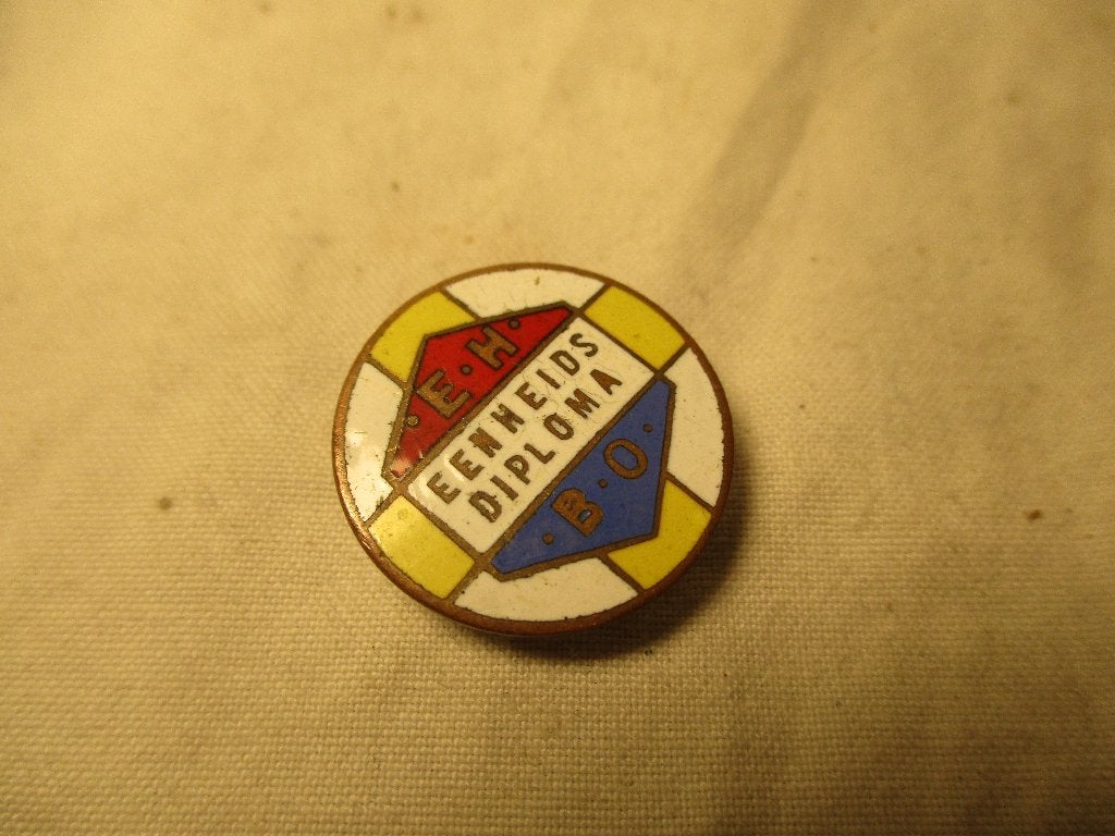 emaille button eenheids diploma E.H.B.O. Zeist, Antiek en Kunst, Antiek | Emaille, Ophalen of Verzenden