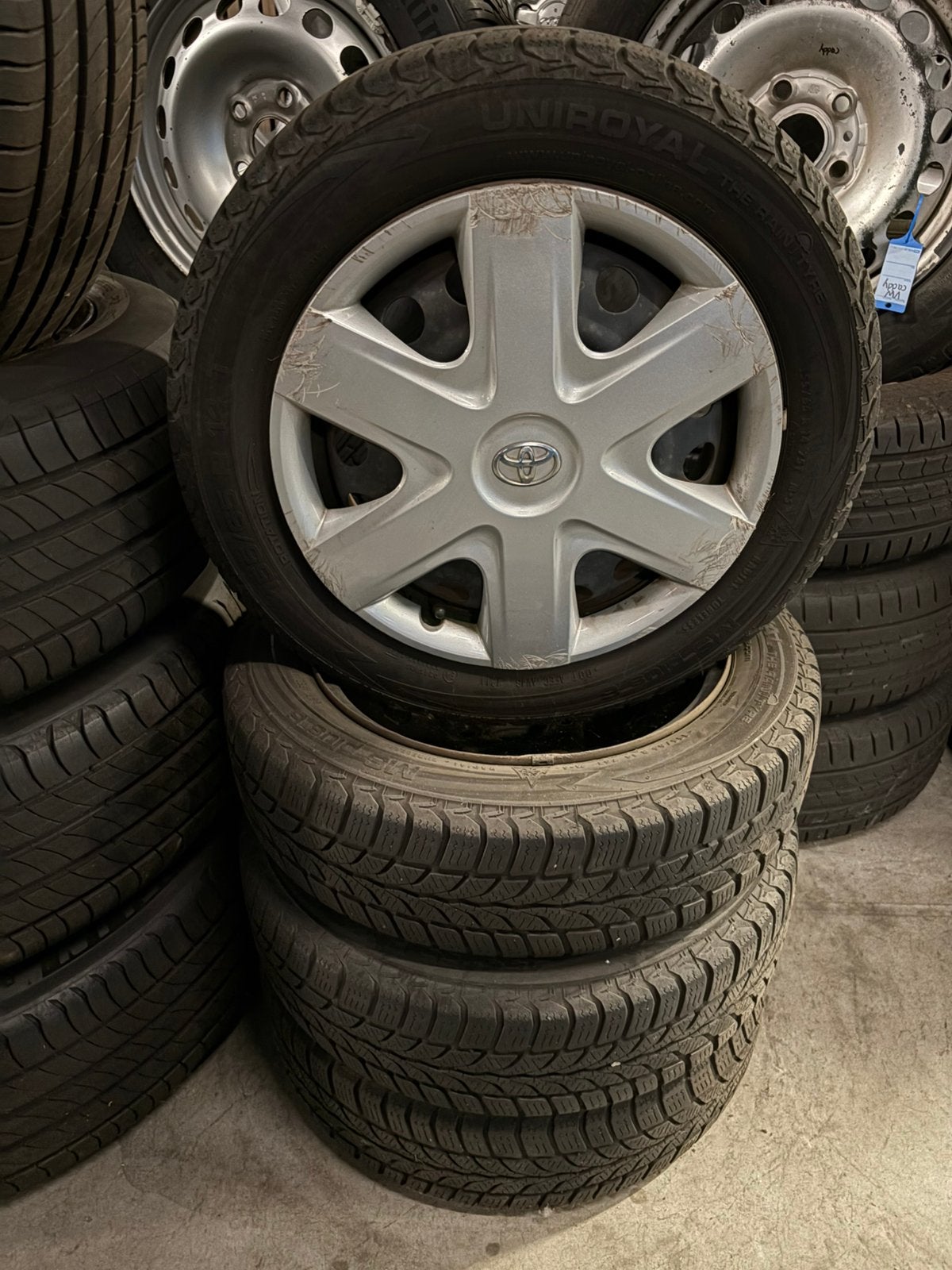 155/65R14 Winterbanden Toyota Aygo/ Peugeot 107, Ophalen, 14 inch, Gebruikt, 155 mm