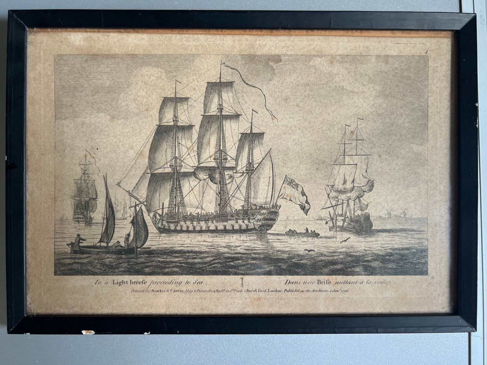 Antieke maritieme gravure John Cleveley (1796), Ophalen