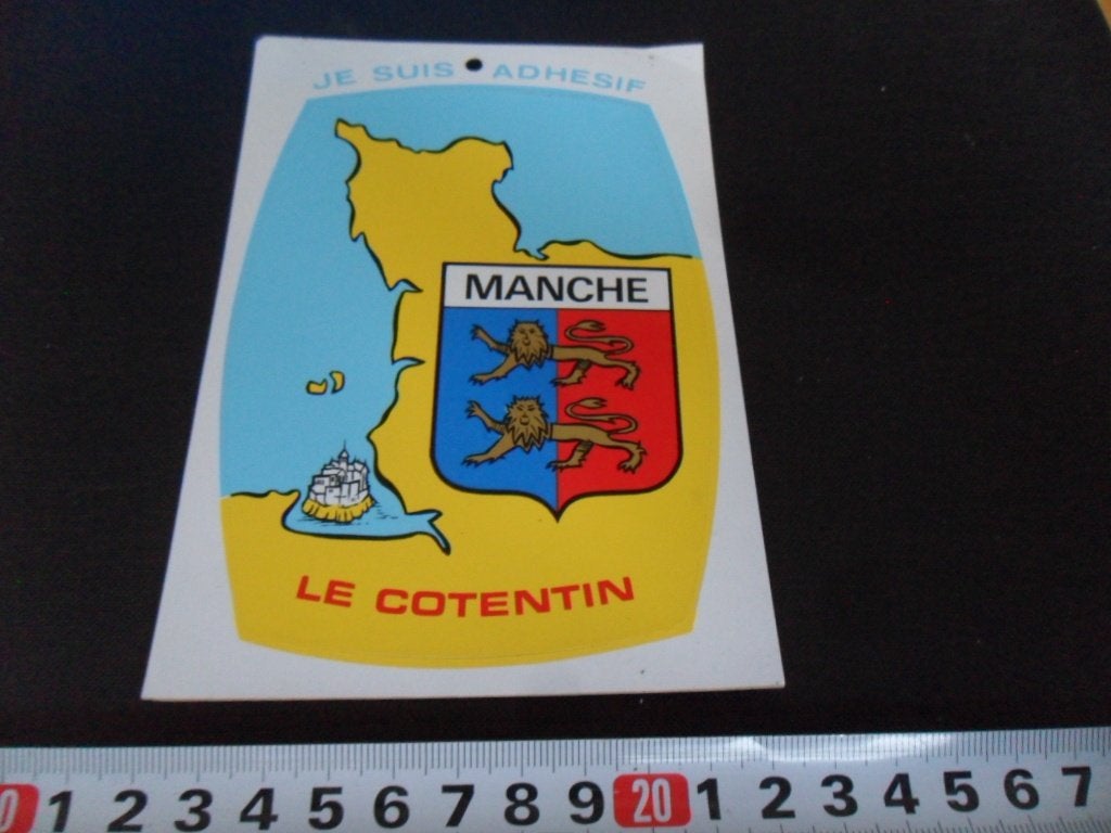 sticker ansicht frankrijk wapen manche - le cotentin, Verzamelen, Ophalen of Verzenden, Zo goed als nieuw