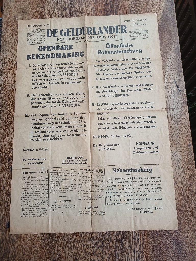 WW II Krant De Gelderlander, Boeken, Ophalen of Verzenden, Gelezen, Krant