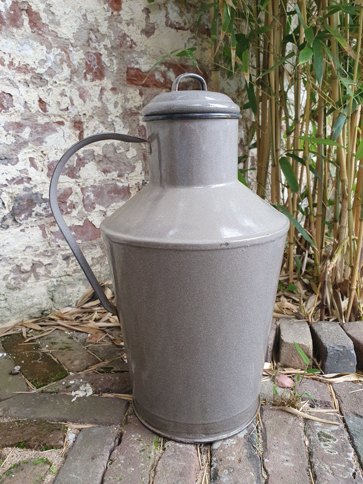 brocante  / vintage emaille melkkan  / allegonda, Ophalen of Verzenden