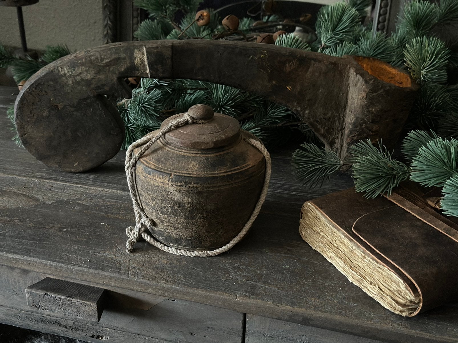 Oud houten kruikje met deksel, Ophalen of Verzenden, Hout, Landelijk