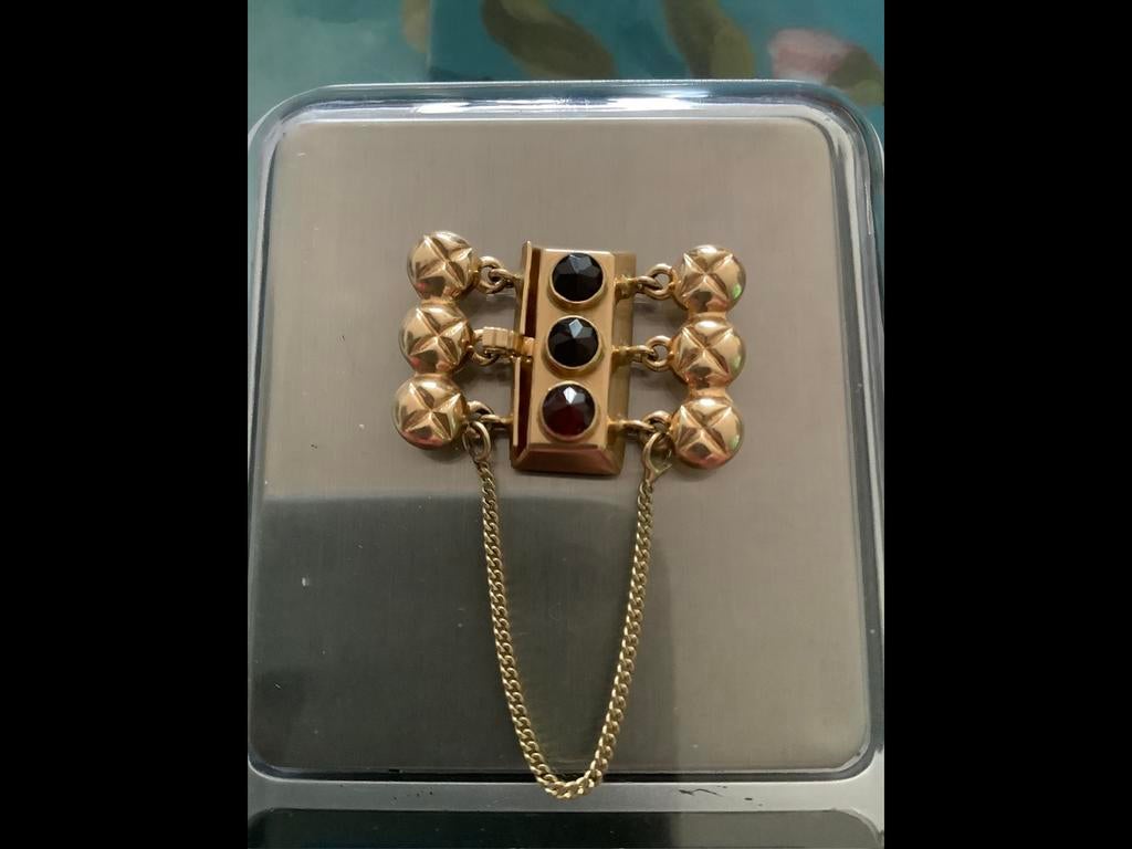 Antieke gouden slot ketting / armband granaat edelsteen 14 k, Verzenden, Zo goed als nieuw, Met edelsteen, Goud
