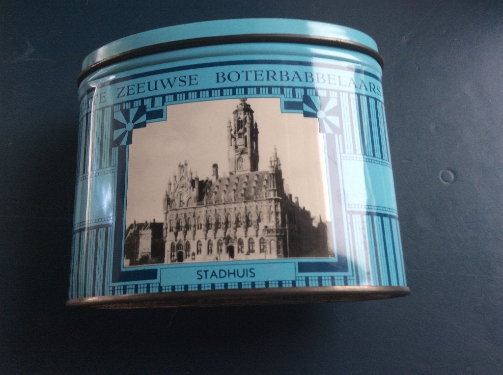 Oud trommeltje Zeeuwse boterbabbelaars - Stadhuis, Verzamelen, Blikken, Ophalen of Verzenden, Gebruikt, Overige, Overige merken