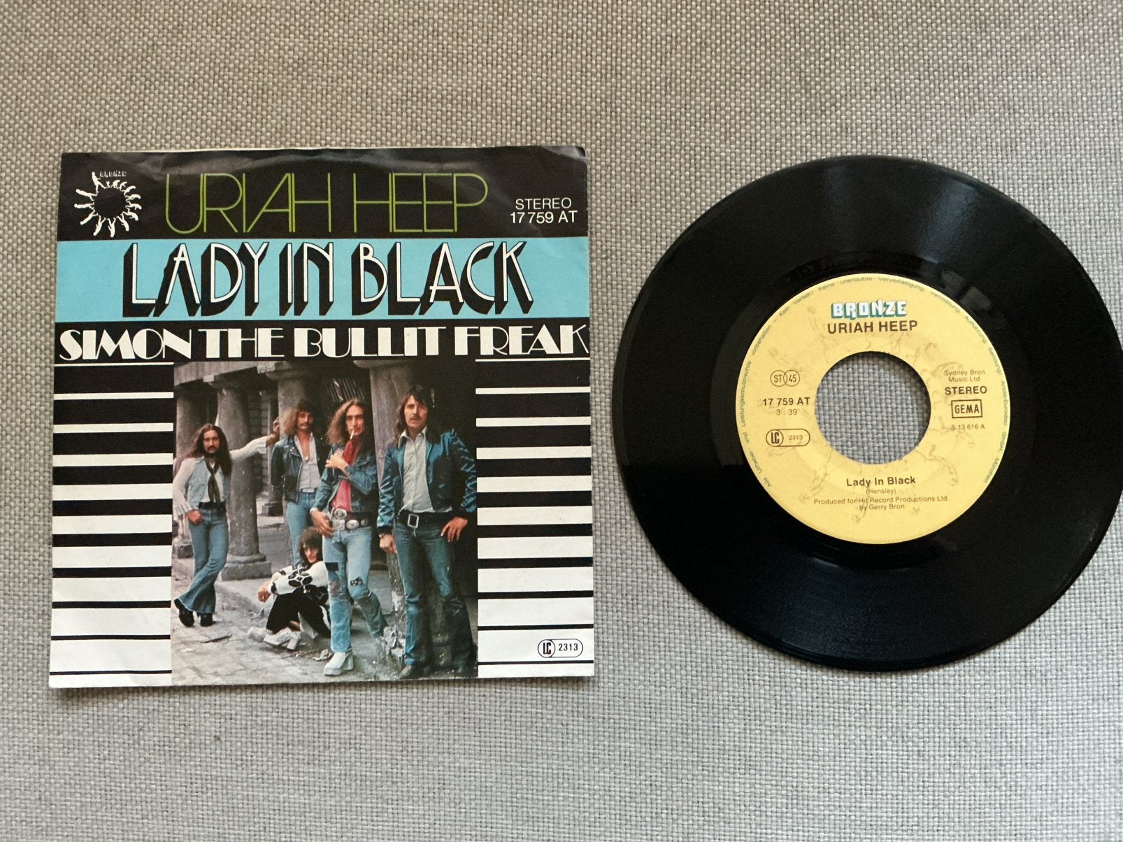 Uriah Heep single vinyl. Lady in black., Ophalen of Verzenden, Zo goed als nieuw, Overige formaten, Poprock