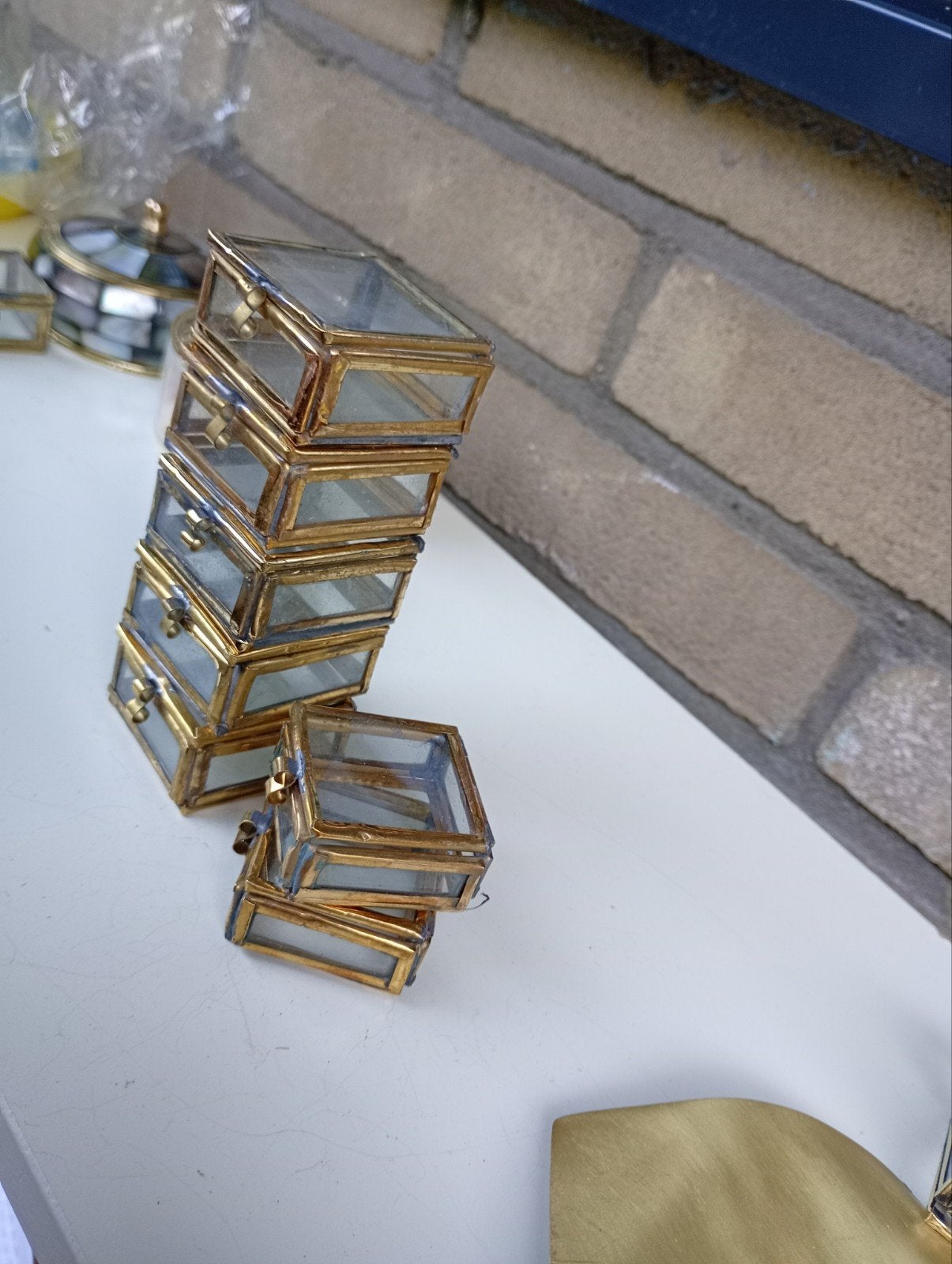 Glas in messing doosje, Ophalen of Verzenden
