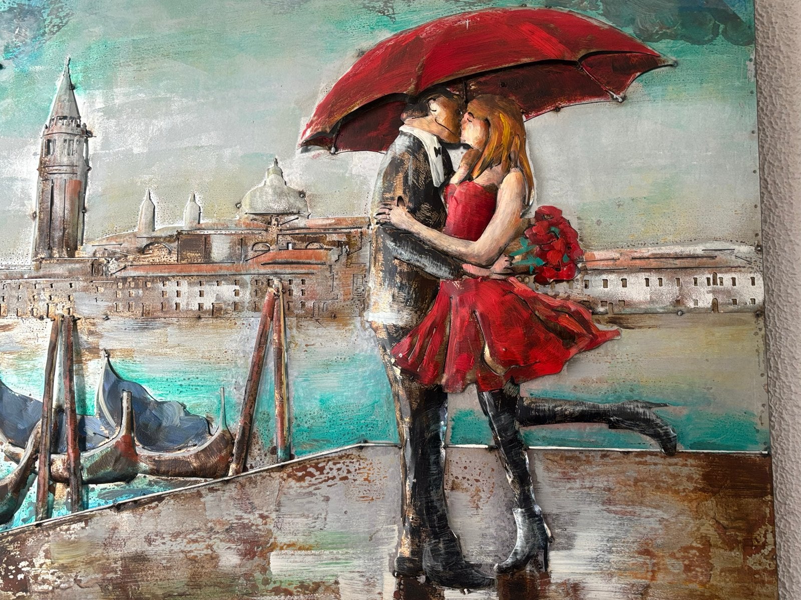 Metalen Wandschilderij Venetië Kunst 80x120cm, Ophalen, Metaal, Schilderij, Meerkleurig
