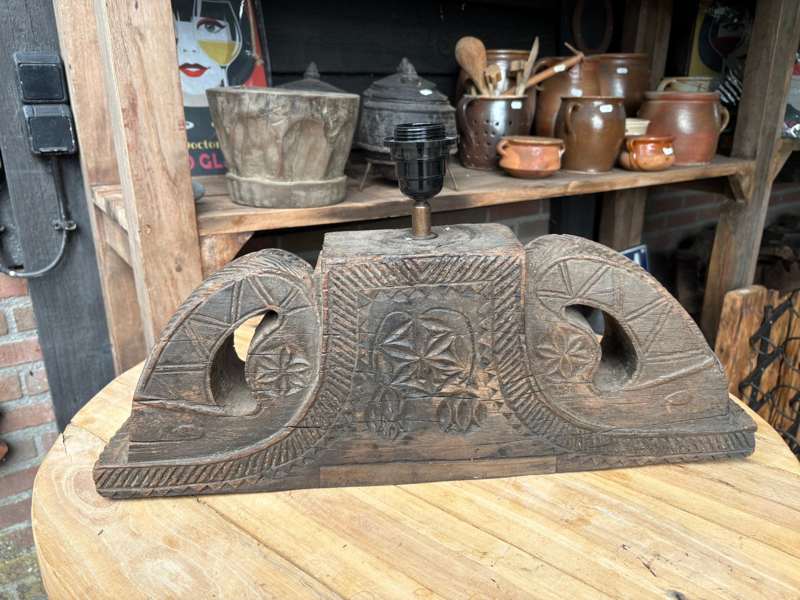 Lamp van een oude poer / ornament, Zo goed als nieuw, Nvt, Nvt, Nvt