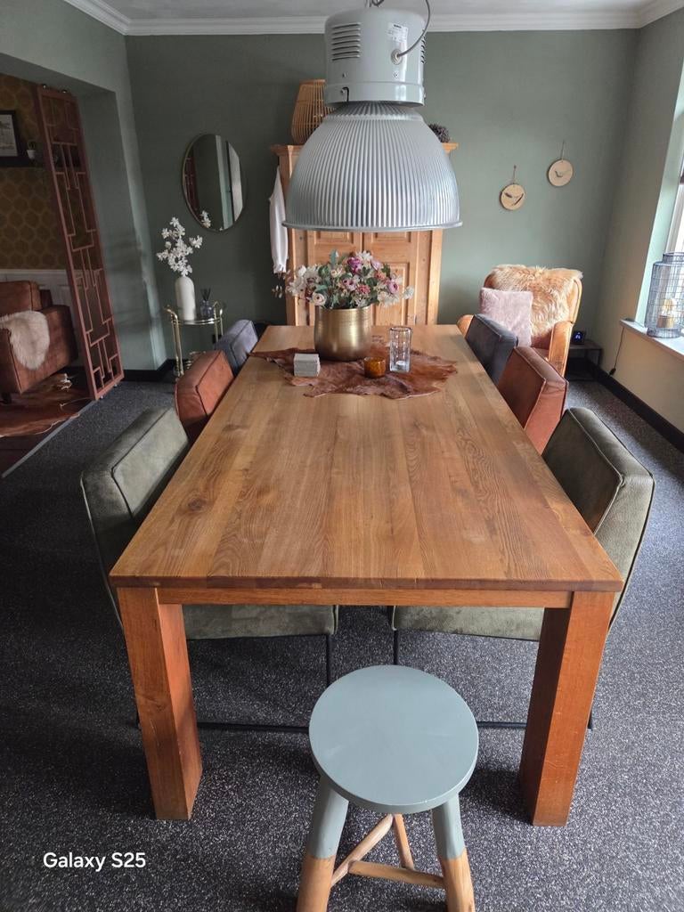 Set van 6 eetkamerstoelen:, Huis en Inrichting, Stoelen, Zo goed als nieuw, Vijf, Zes of meer stoelen, Metaal, Stof, Overige kleuren