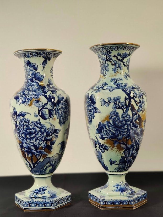 Vazen (2) "Blauwe Hortensia / Hortensia / Franz Anton mehlem, Ophalen, Gebruikt