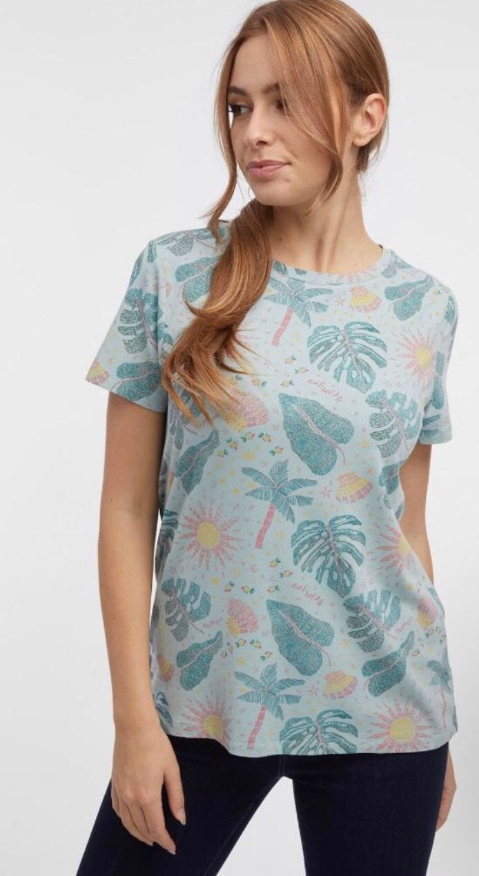 Ragwear vegan tropische print top groen ADORI korte mouw, Ragwear, Nieuw, Ophalen of Verzenden, Korte mouw
