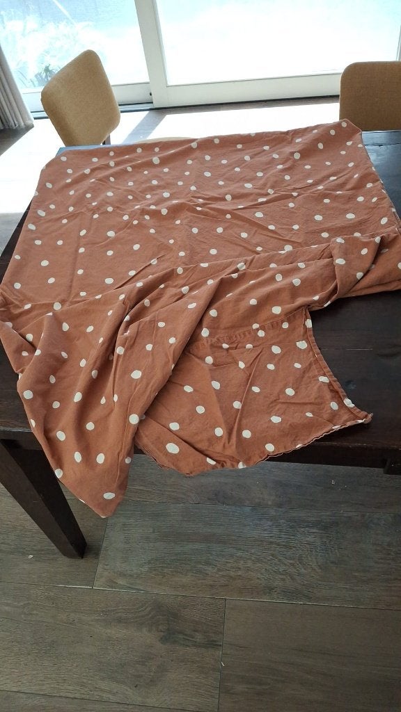 wehkamp dekbedovertrek 100x135cm terracotta met stippen, Ophalen, Bruin, Jongetje of Meisje, Dekbedovertrek