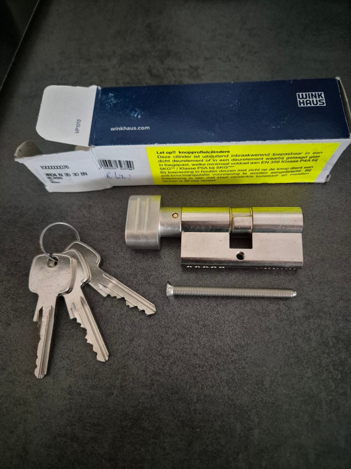 Cilinder knop 30/30 met 3 sleutels winkhaus nieuw, Doe-het-zelf en Verbouw, Ophalen of Verzenden, Nieuw, Koper of Messing, Slot