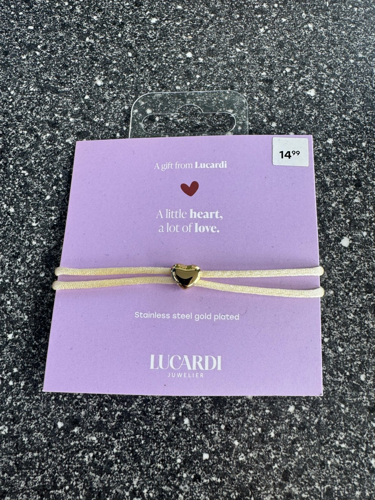 Lucardi Armbandje met Hartje - Goudkleurig, Staal, Nieuw, Ophalen of Verzenden, Met bedels of kralen
