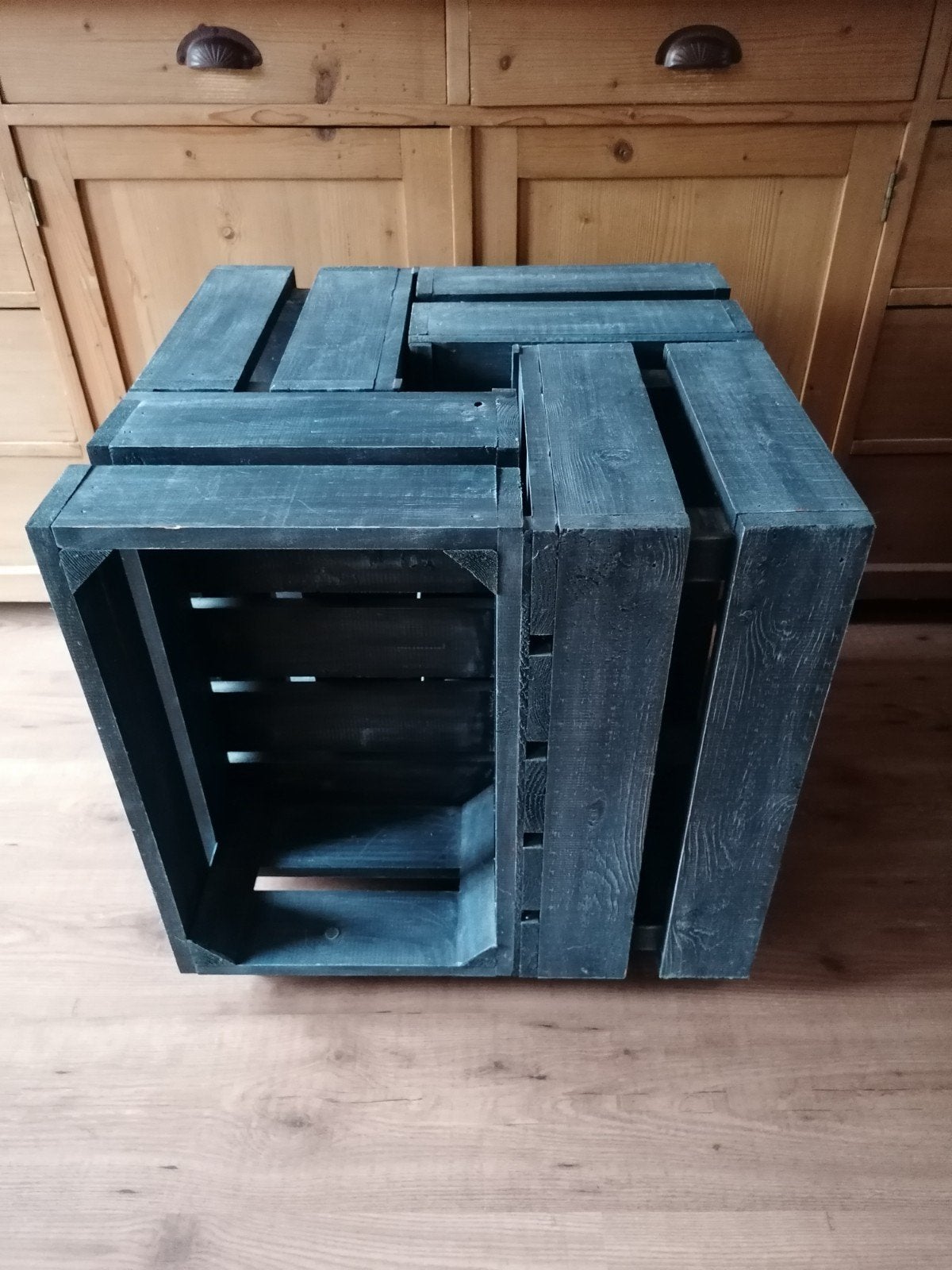 Salontafel van nieuwe fruitkisten in vintage look, Ophalen, 50 – 75, 50 tot 100 cm, Nieuw