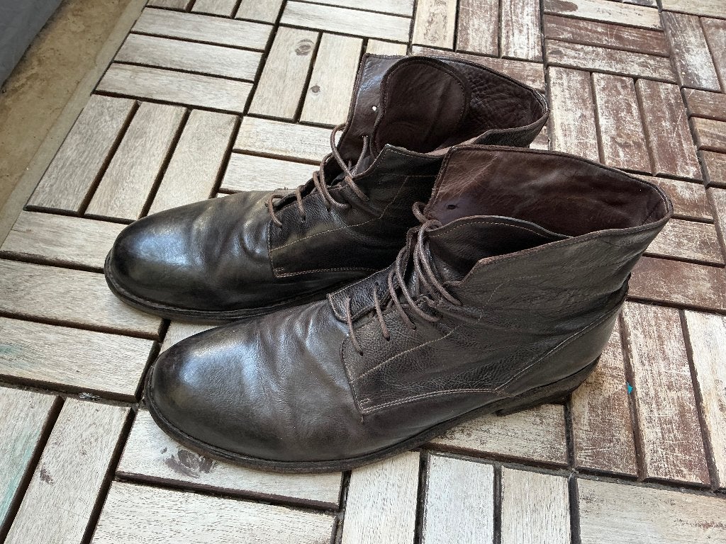 Italian leather boots - dark brown - size 44 (fit as 46), Ophalen, Bruin, Boots, Zo goed als nieuw