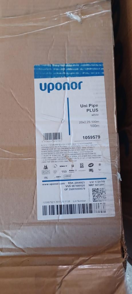 Uponor Uni Pipe Plus 20x2,25 - 100 meter rol, Doe-het-zelf en Verbouw, Overige Doe-het-zelf en Verbouw, Nieuw, Ophalen