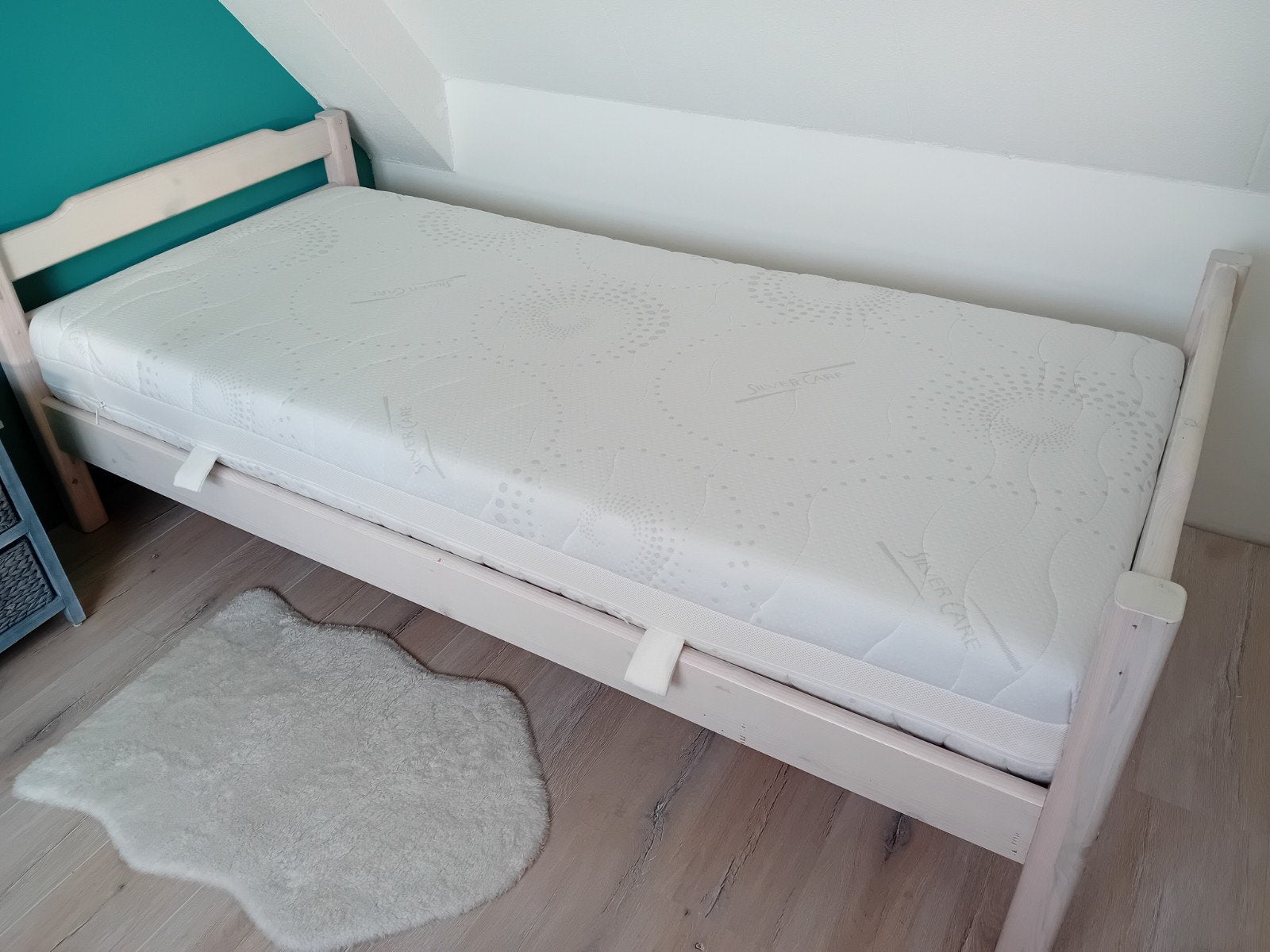 Flexa 1 pers bed 200x90 whitewash, Ophalen, Gebruikt, 90 cm, Eenpersoons