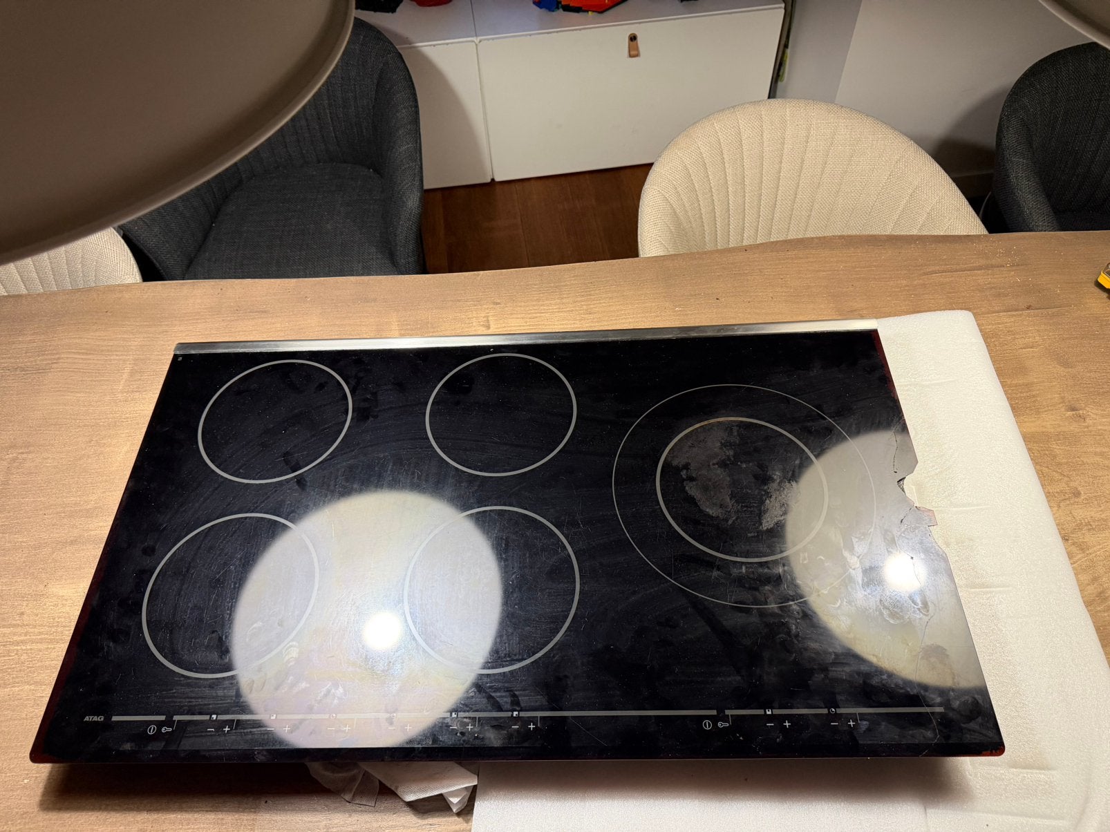 Atag inductiekookplaat 90cm, Ophalen, Zo goed als nieuw, Inbouw, Inductie