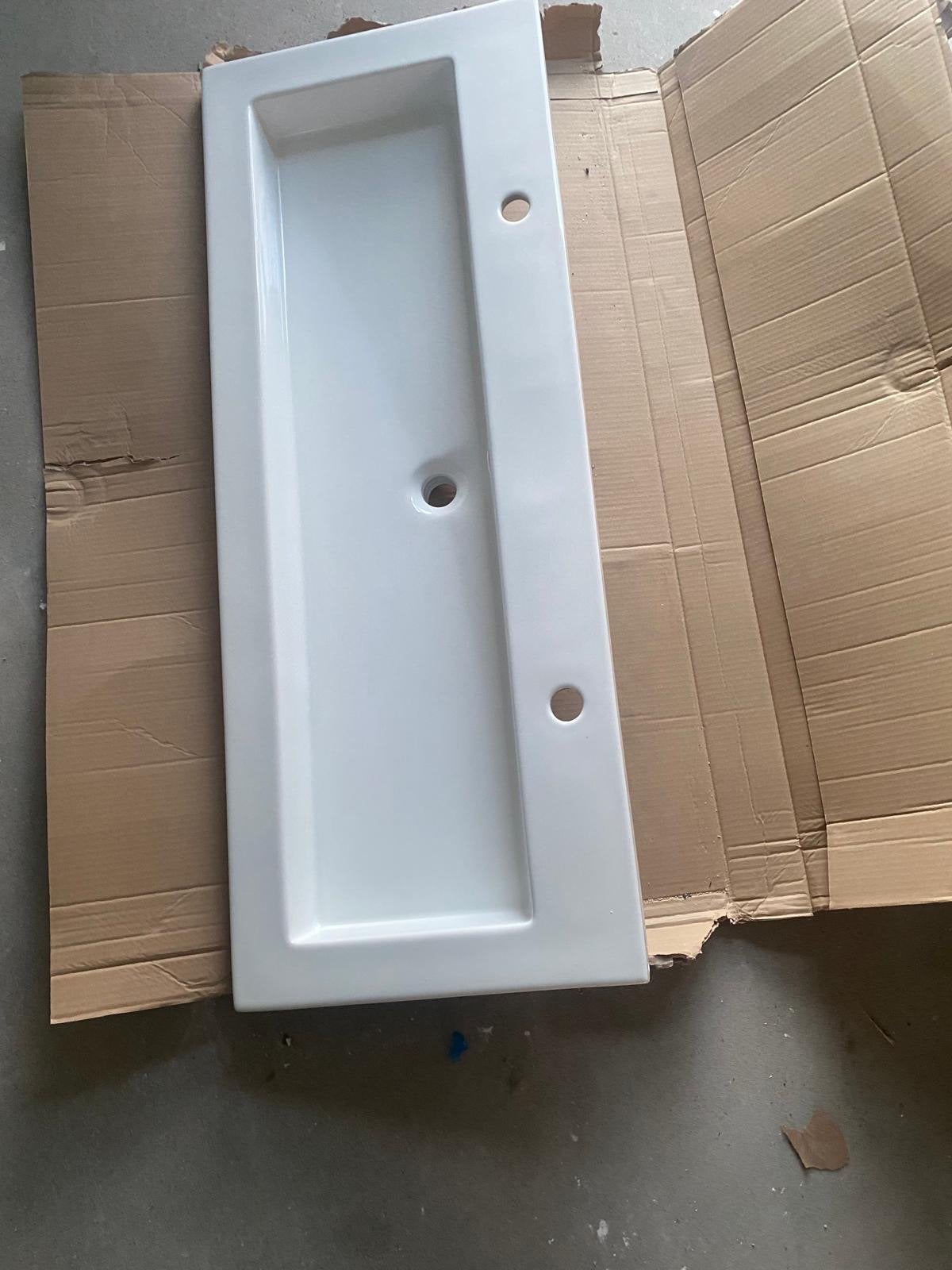 Witte wastafel 120x55 cm - Nieuw in doos, Ophalen, Nieuw, Wastafel