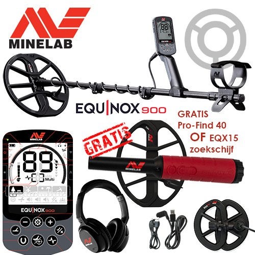 Minelab Equinox 900 GRATIS Pinpointer OF EQX15 zoekschijf !!, Hobby en Vrije tijd, Metaaldetectors, Meer dan 30 cm, Nieuw, Ophalen of Verzenden