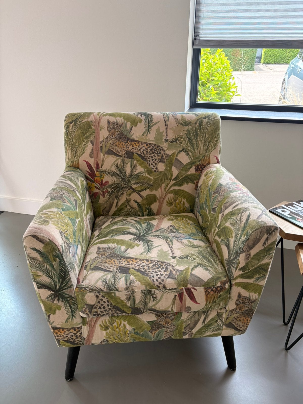 2 Fauteuils jungle print, Ophalen, Eenpersoons, 75 tot 100 cm, Zo goed als nieuw