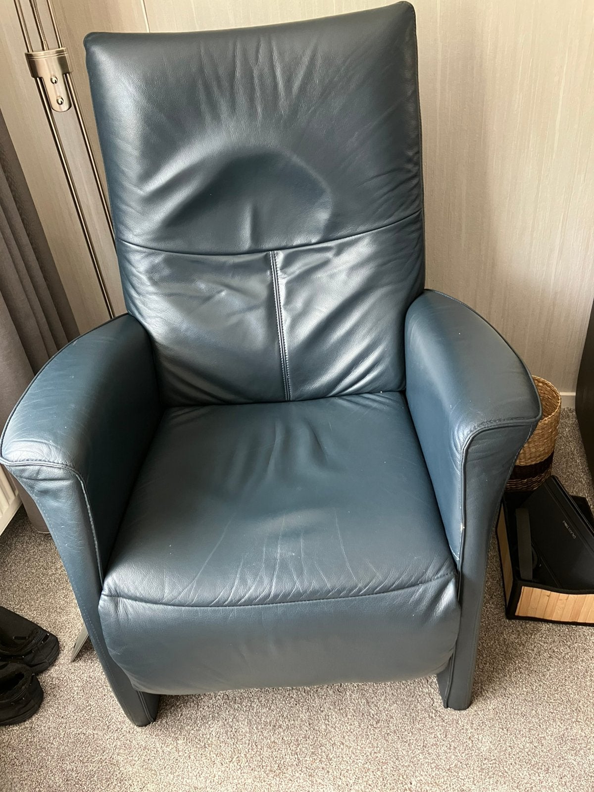 Relaxstoel kleur blauw., Ophalen, Zo goed als nieuw, 75 tot 100 cm, 50 tot 75 cm