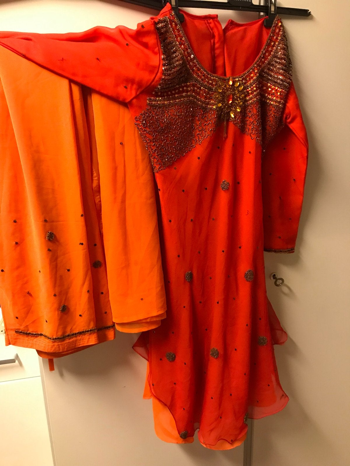 Oranje Indiase jurk met broek - Maat M, Maat 38/40 (M), Overige typen, Oranje, Ophalen of Verzenden