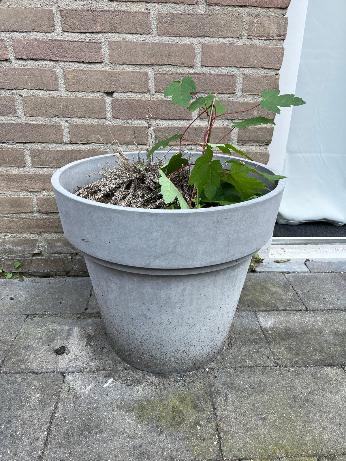 Grote grijze bloempot van kunststof, Ophalen, Kunststof, Gebruikt, Balkon