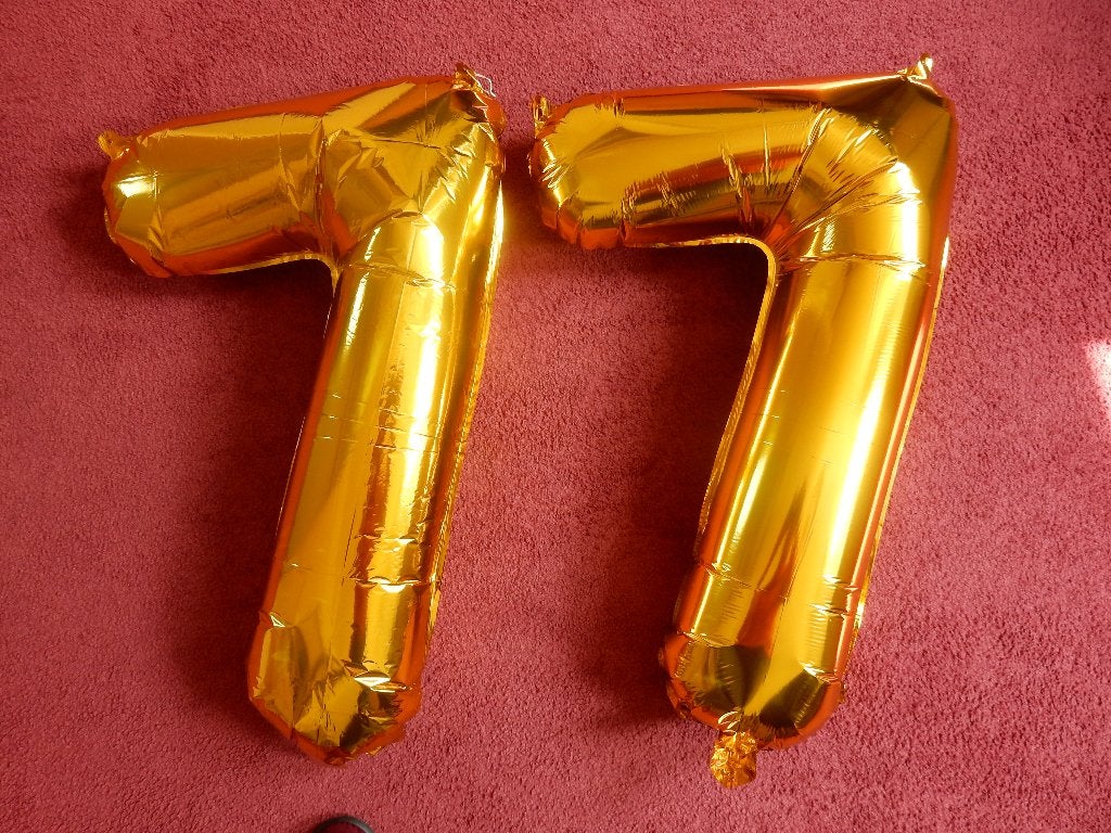 Balonnen, 2 stuks van het cijfer 7, Ophalen of Verzenden, Nieuw, Versiering, Verjaardag