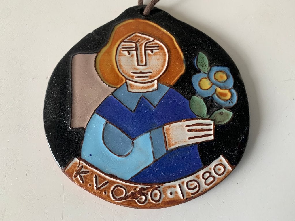 Schattig keramiek tegeltje Henk Potters keramiek hanger, Ophalen of Verzenden