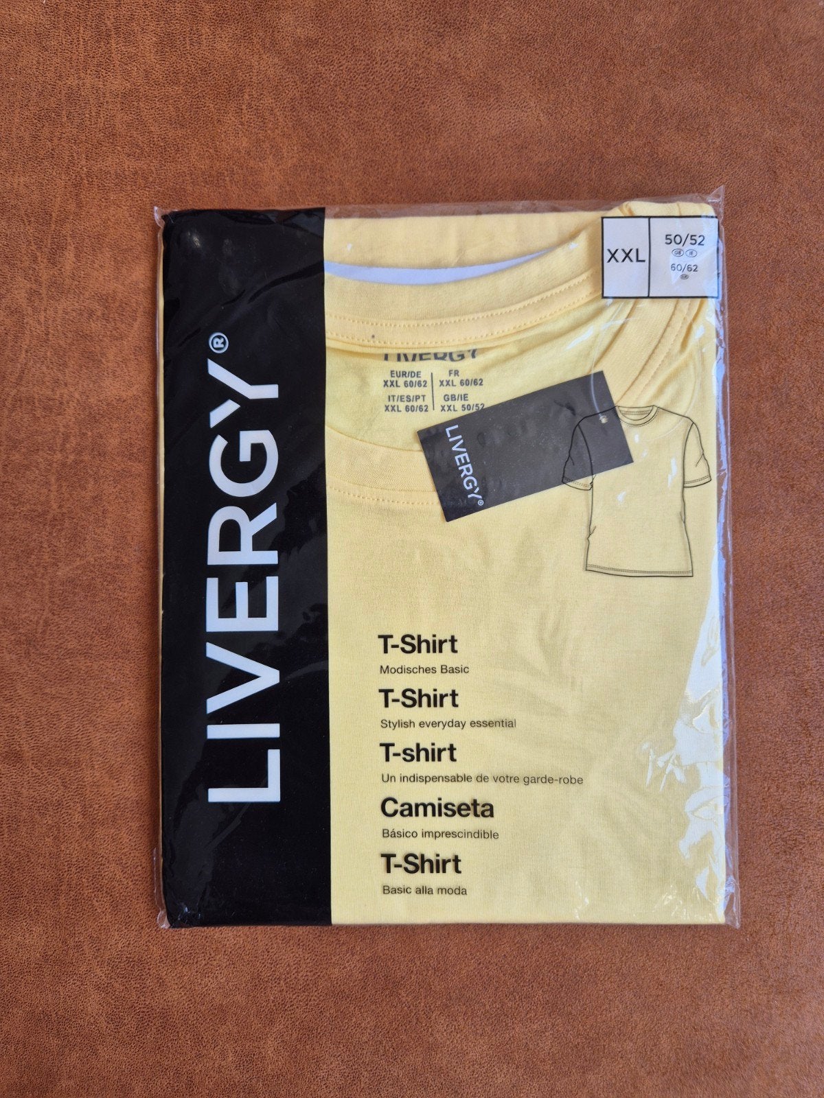 LIVERGY T-shirt XXL 50/52 Geel Nieuw, Kleding | Heren, T-shirts, Maat 52/54 (L), Geel, Nieuw, Ophalen of Verzenden