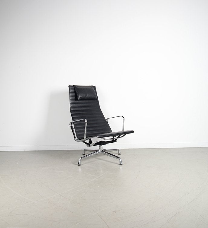 3x Vitra Eames EA 124 + 125 Set Zwart Leer – Chroom, Huis en Inrichting, Niet ingevuld, Niet ingevuld, 75 tot 100 cm, Ophalen of Verzenden