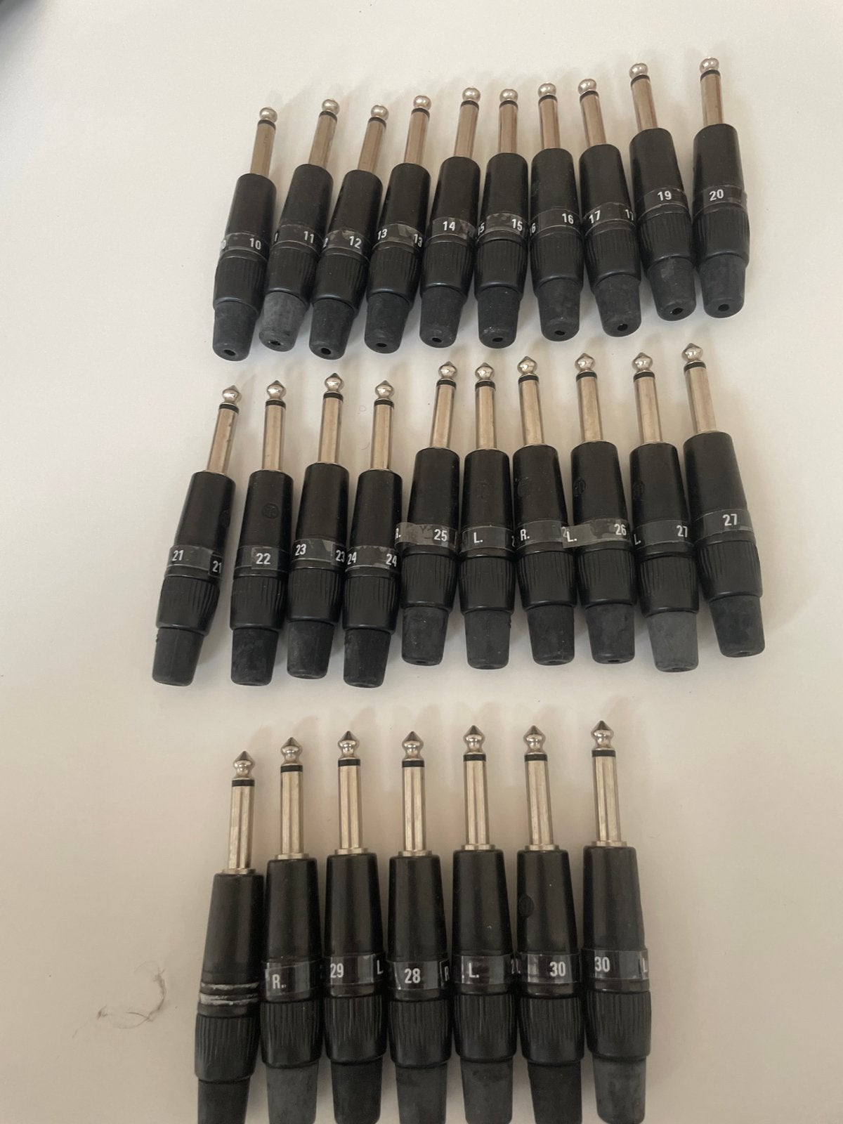 Partij van 28 stuks 6.35mm Jack Pluggen, Muziek en Instrumenten, Ophalen of Verzenden, Gebruikt, Apparatuur