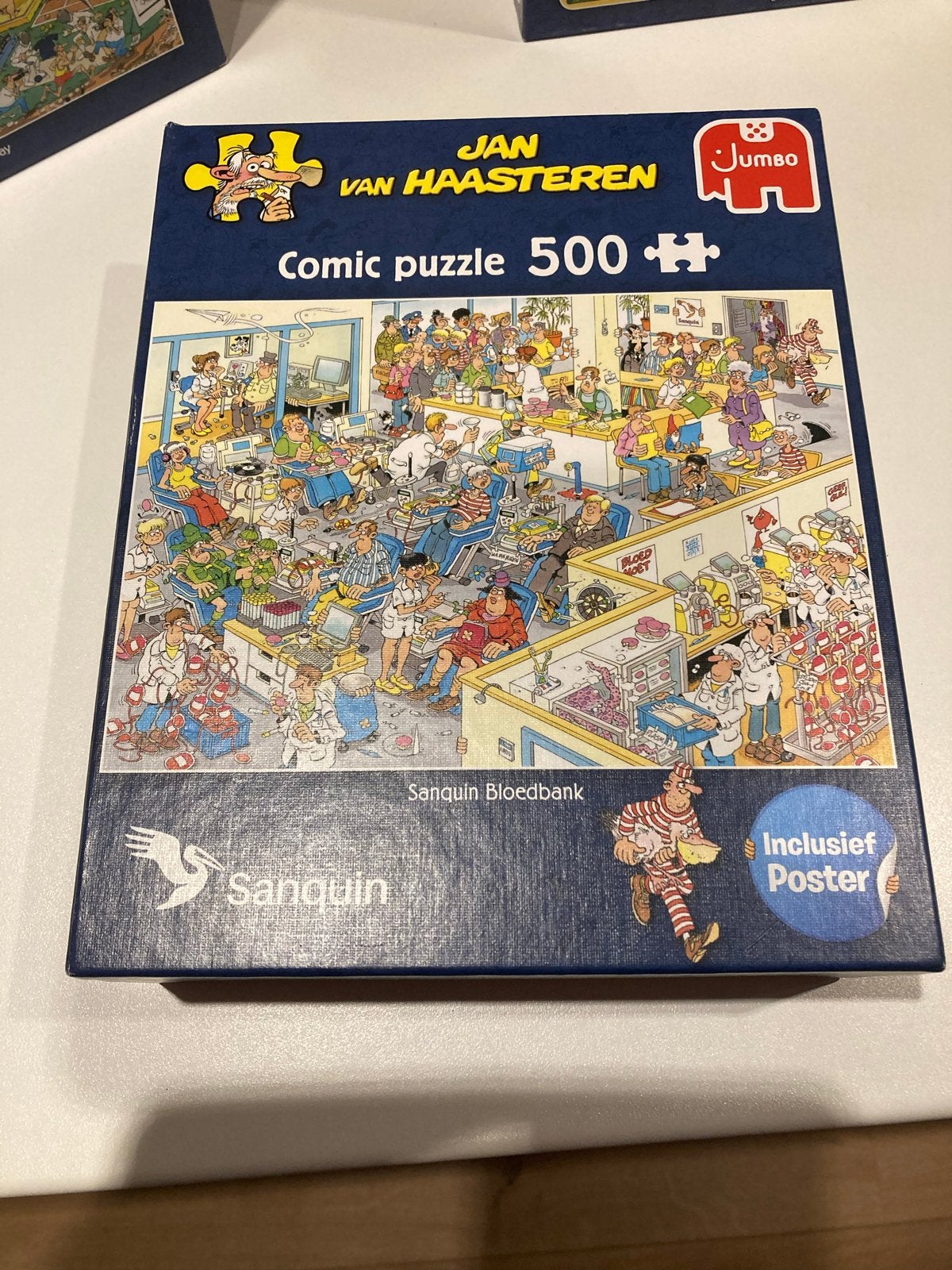 Jan van Haasteren Comic Puzzel - Sanquin Bloedbank 500 stukj, Ophalen of Verzenden, 500 t/m 1500 stukjes, Zo goed als nieuw, Legpuzzel