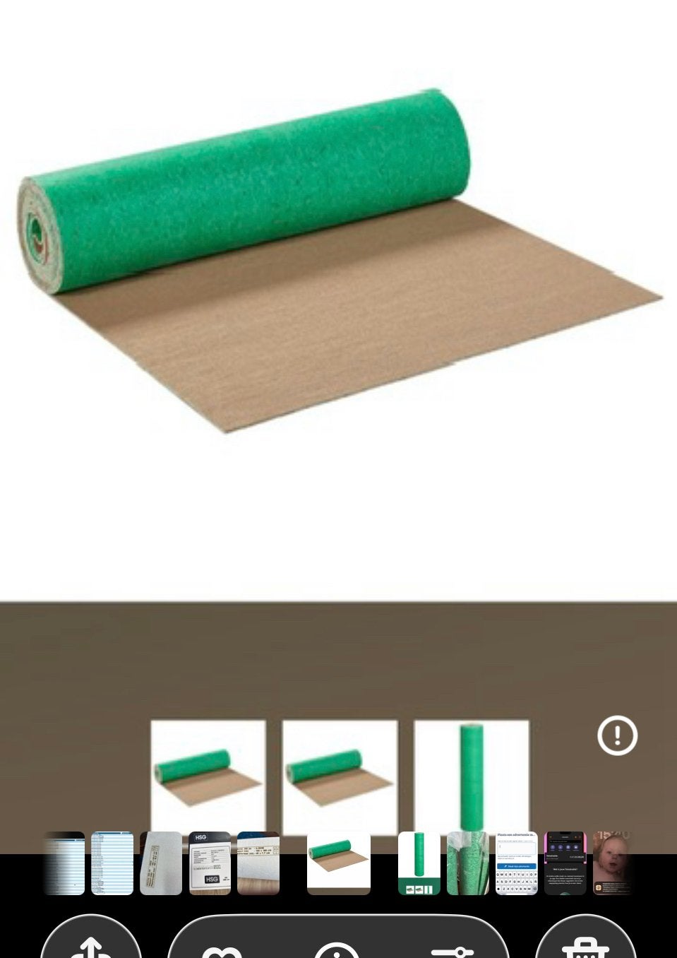 Groen ondertapijt - 15m² per rol green lay, Huis en Inrichting, Ophalen, Overige typen, Nieuw, Groen