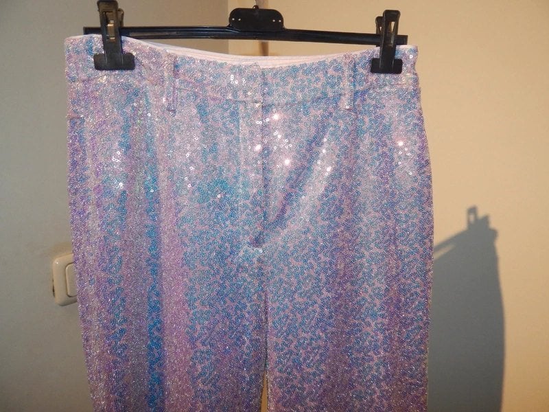 Rotate geweldige broek lovertjes met kleuren Als Nieuw M, Maat 38/40 (M), Verzenden, Paars, Nieuw