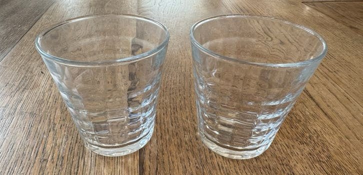 2 Duralex Prisme waterglazen / tumblers – 22 cl, Glas of Glazen, Gebruikt, Overige merken, Ophalen of Verzenden